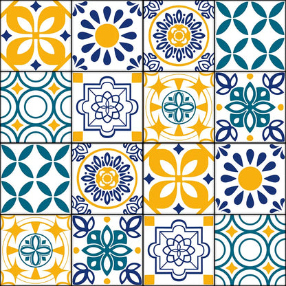 Mosaic Tiles Yellow & Blue Shower Panel