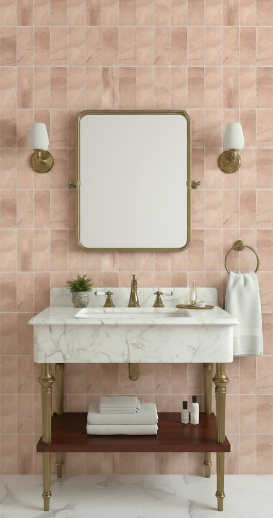 Subway Tiles Pink Shower Panel