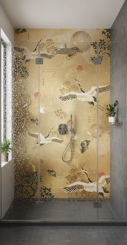 Oriental Cranes Shower Panel