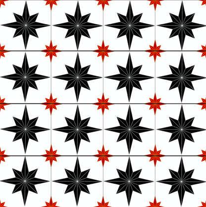 Astral Star Tiles / White Background  - Floor & Wall Vinyl