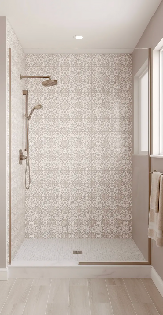 Victorian Tiles Beige Shower Panel
