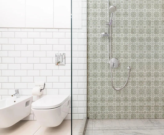 Victorian Tiles Sage Shower Panel