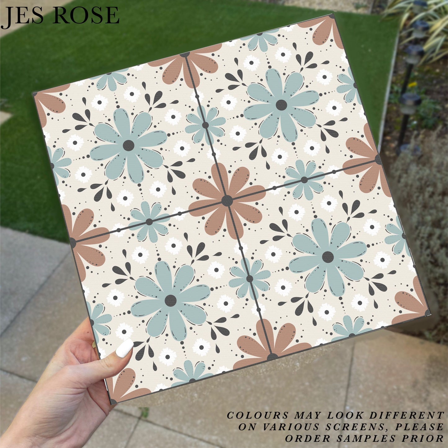 Floral Tiles Muted Premium Peel & Stick Tiles