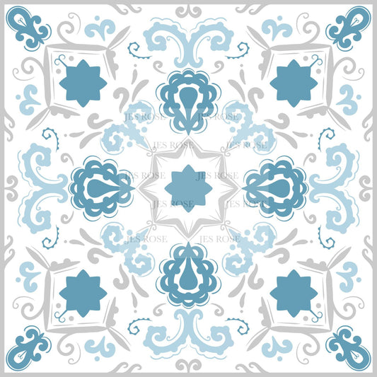 Paisley Blue Premium Peel & Stick Tiles