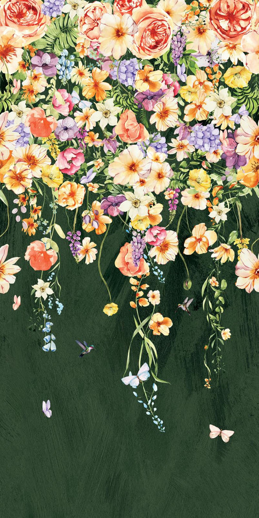 Botanical Flower Green Shower Panel