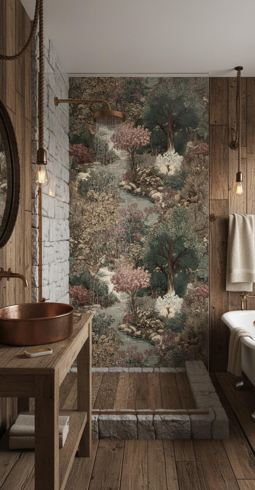 Vintage Forest Shower Panel