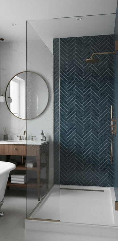 Herringbone Navy Blue Panel