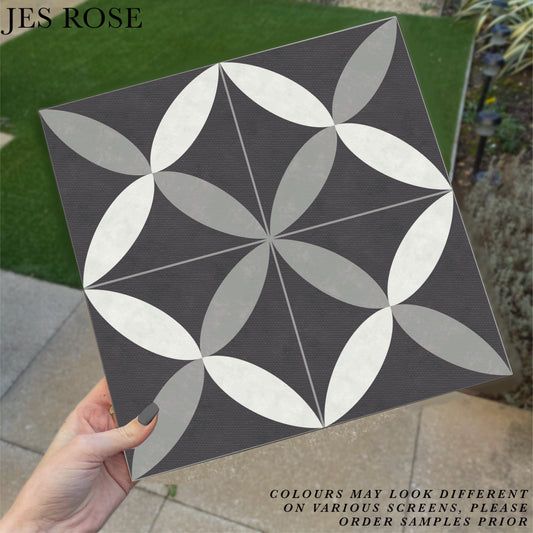 Petals Black Premium Peel & Stick Tiles
