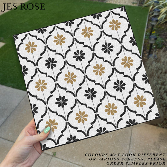 Moroccan Jannah Black & Gold Premium Peel & Stick Tiles