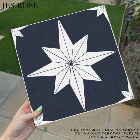 Astral Star Navy & White (Large) Premium Peel & Stick Tiles