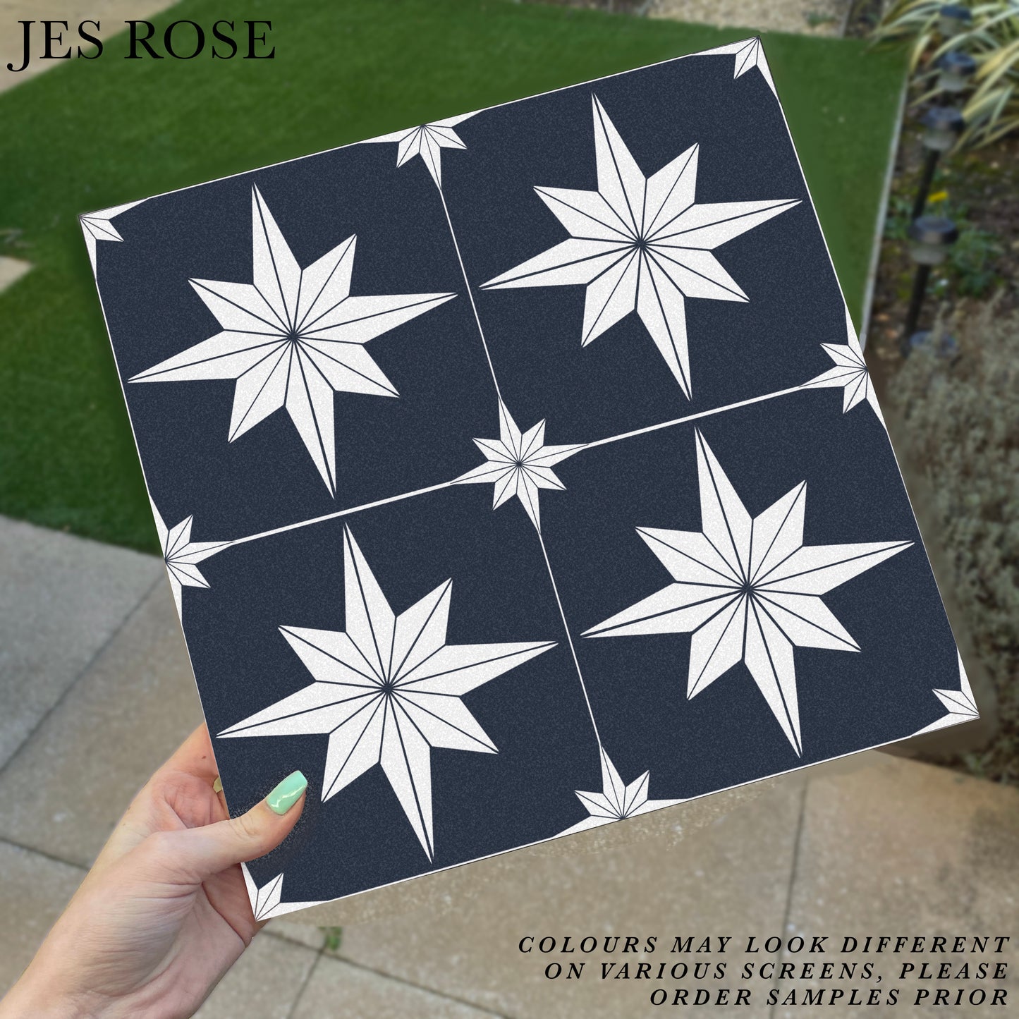 Astral Star Navy & White (Small) Premium Peel & Stick Tiles