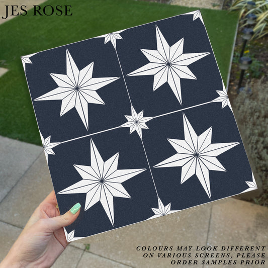 Astral Star Navy & White (Small) Premium Peel & Stick Tiles