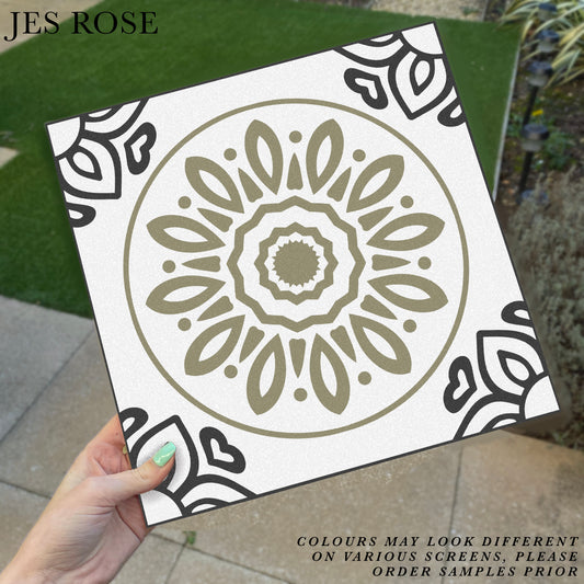 French Sage & Black (Large) Premium Peel & Stick Tiles