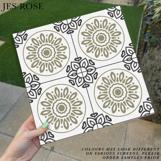 French Sage & Black (Small) Premium Peel & Stick Tiles