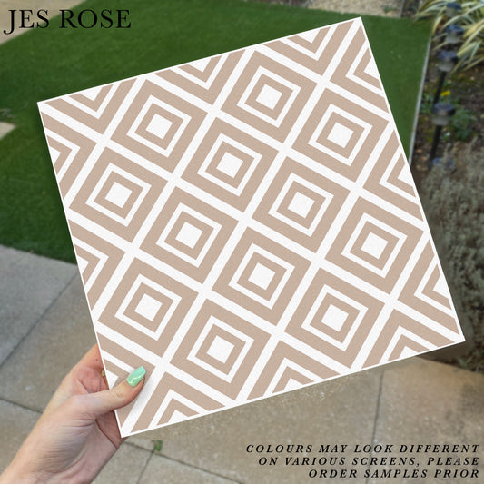 Geometric Squares Beige Premium Peel & Stick Tiles