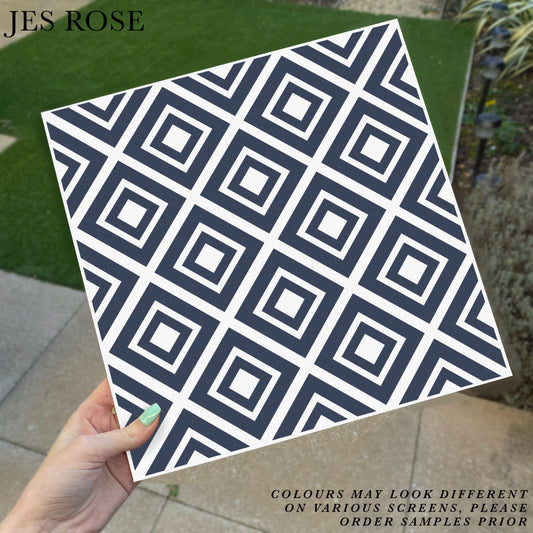 Geometric Squares Navy Premium Peel & Stick Tiles