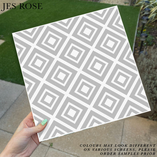 Geometric Squares Grey Premium Peel & Stick Tiles