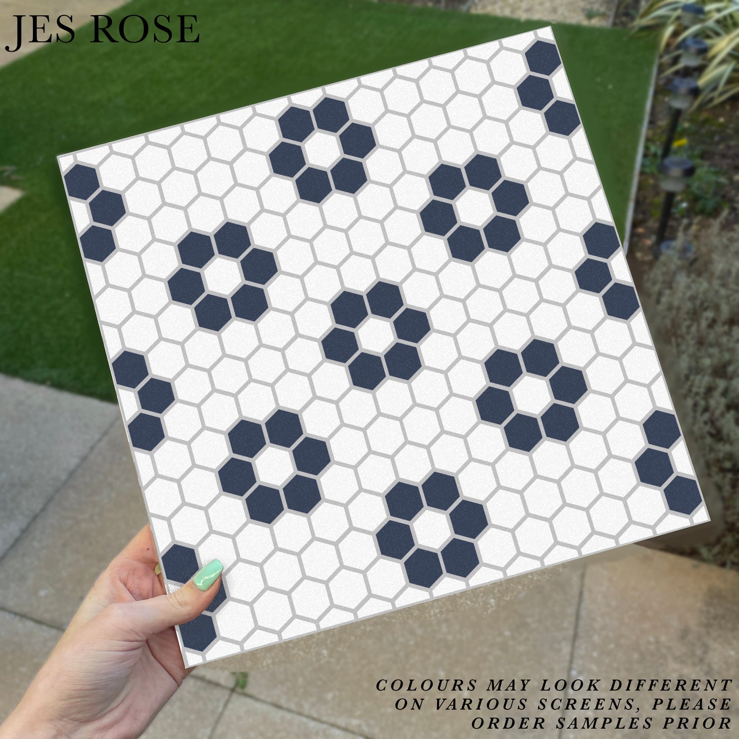 Hexagon Petals Navy Premium Peel & Stick Tiles