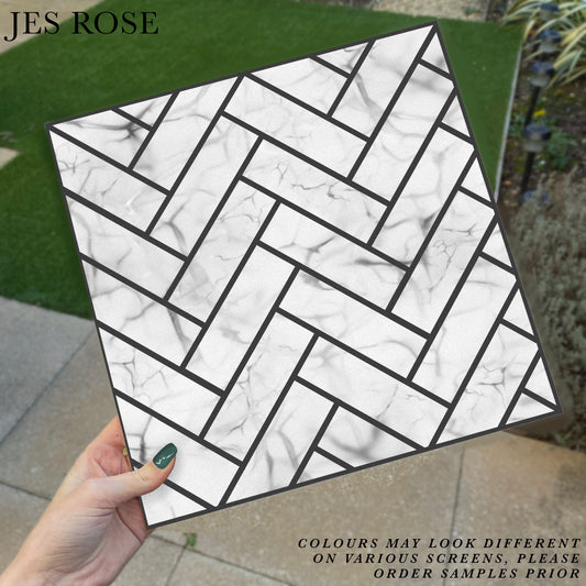 Herringbone Marble Premium Peel & Stick Tiles