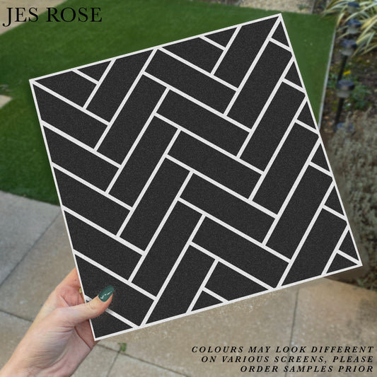 Herringbone Black Premium Peel & Stick Tiles