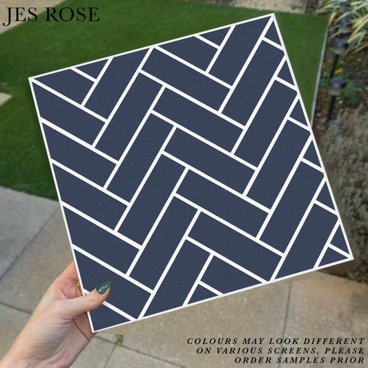 Herringbone Navy Premium Peel & Stick Tiles