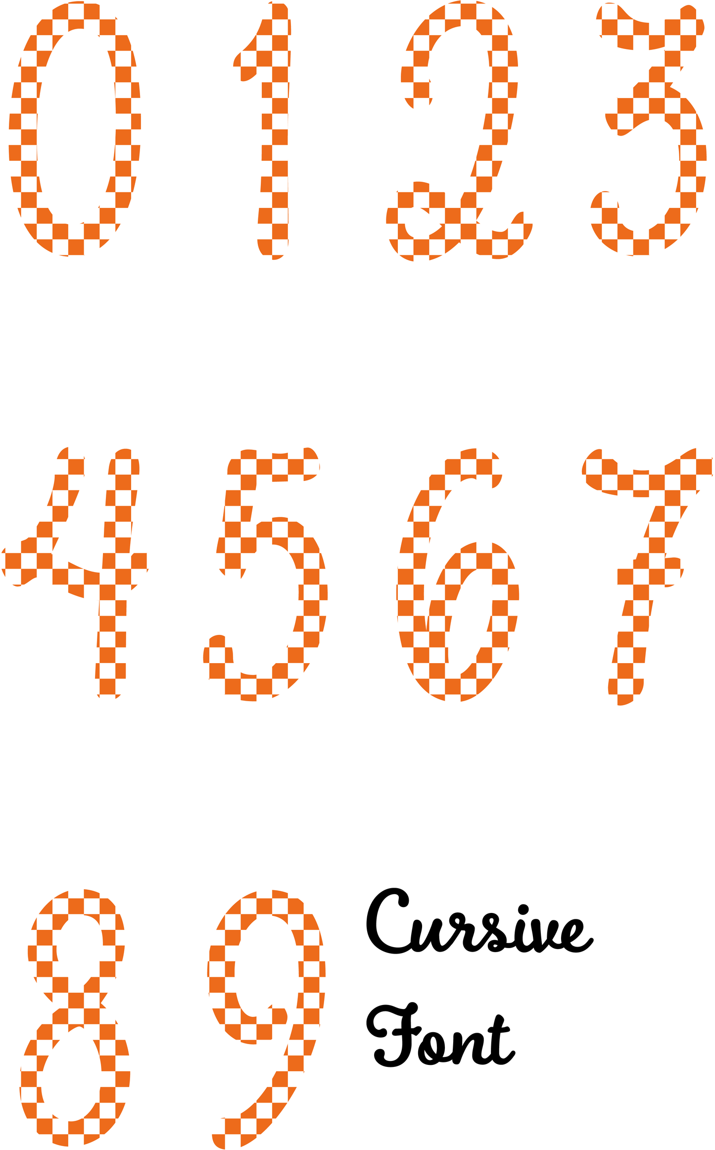 Checkered Design Orange (Small) Number Decal