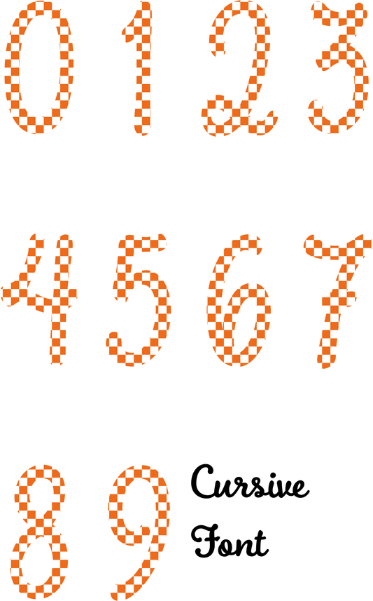 Checkered Design Orange (Small) Number Decal
