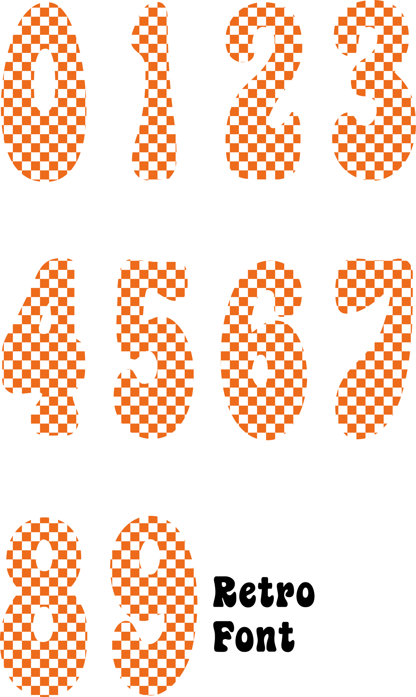 Checkered Design Orange (Small) Number Decal