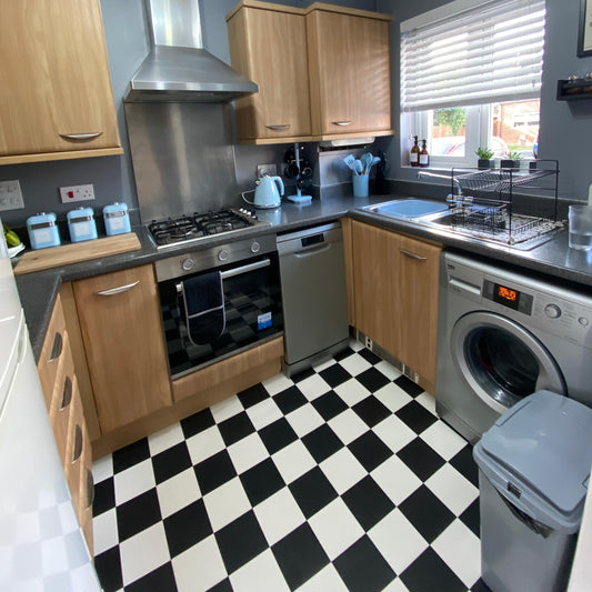 Black & White Checked Premium Peel & Stick Tiles