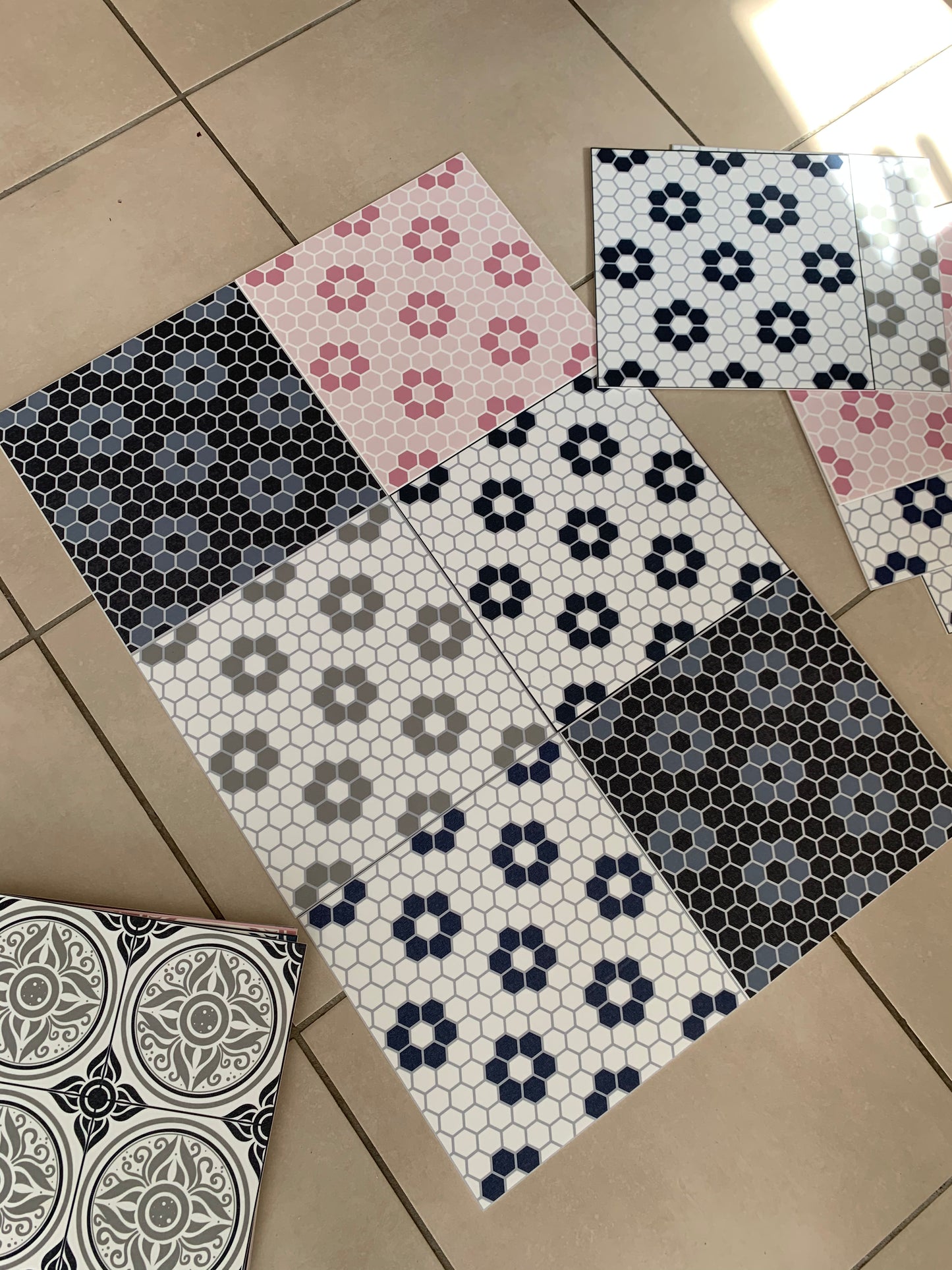 Hexagon Petals Pink Premium Peel & Stick Tiles