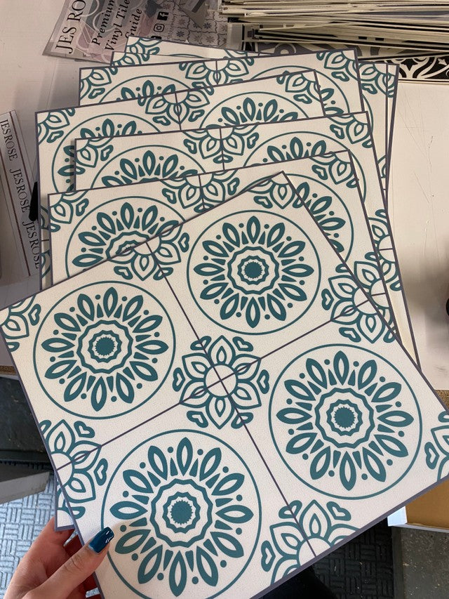 French Teal (Small) Premium Peel & Stick Tiles
